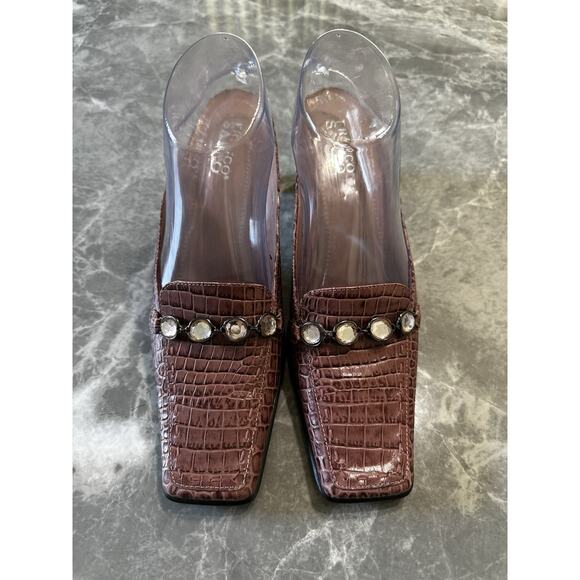 Franco Sarto Women's Brown Square Toe Embellished Mules Size 8.5 - Picture 2 of 6